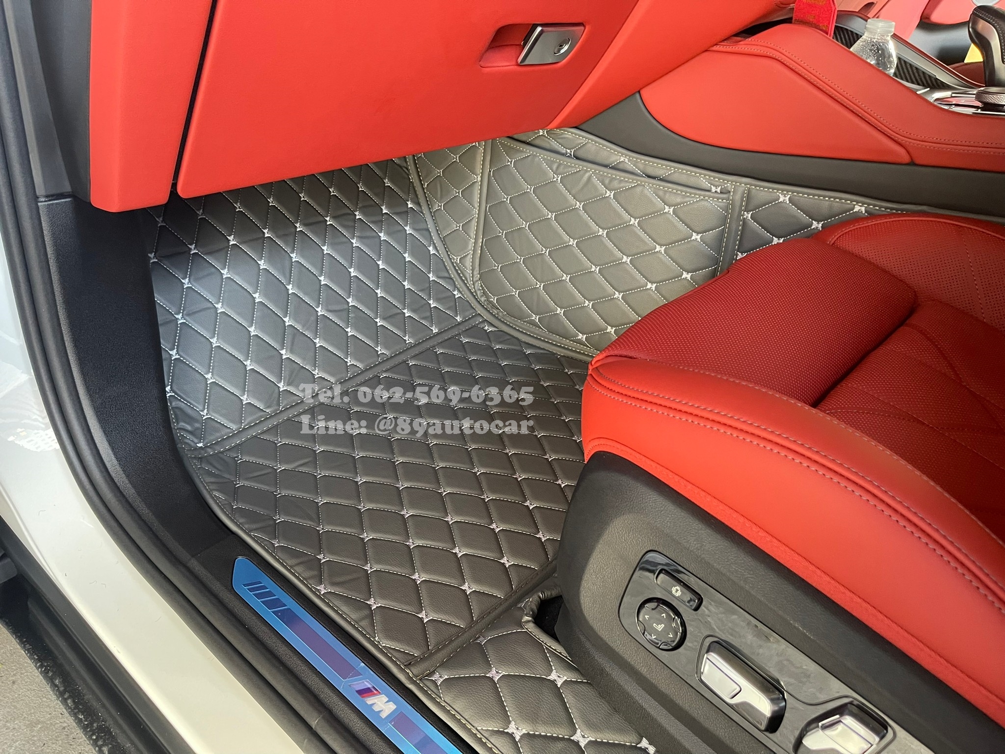 พรมปูพื้นรถยนต์ BMW XM G09 ปูพรม6D สีเทาด้ายเทา + ท้ายเก็บของ
