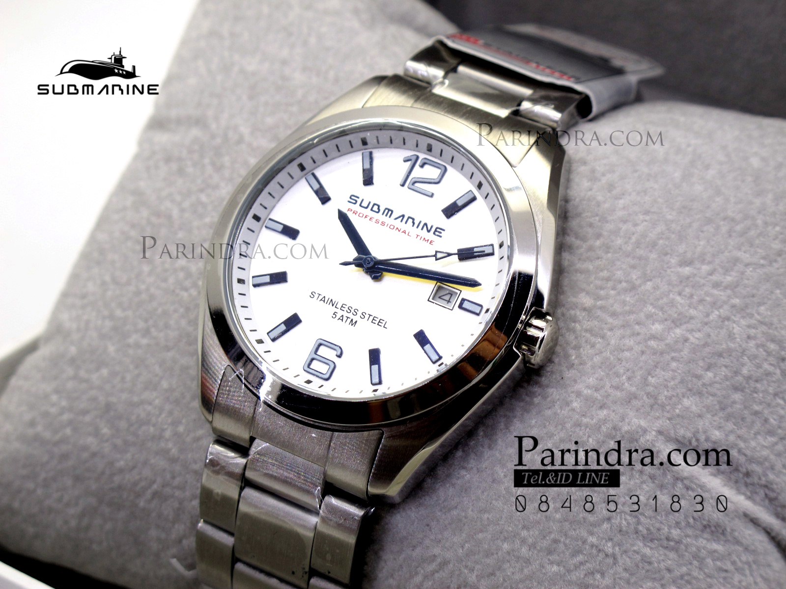 นาฬิกา US submarine Professional Time แสตนเลนแท้เกรดดี รุ่น SUB039 หน้าปัดขาว ขีดสีน้ำเงินเข้ม