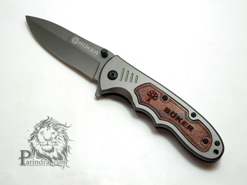 มีดพับ Boker ด้ามฝังไม้ สี Titanium Gray MANU FAKTUR SOLINGEN (OEM)