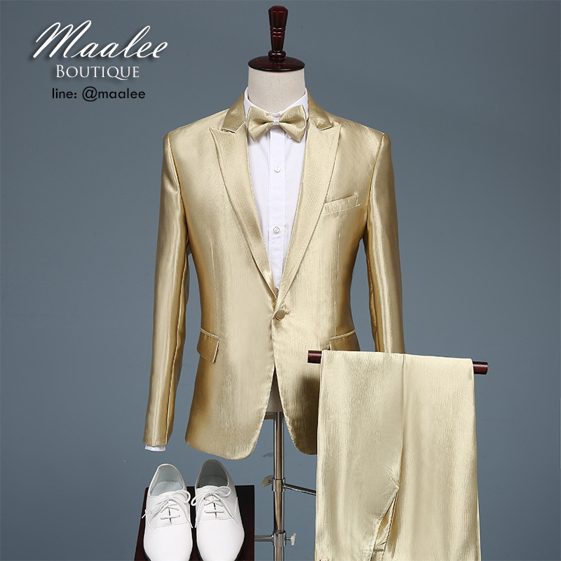 พร้อมเช่า ชุดสูทชาย สีทอง Luxury Gold