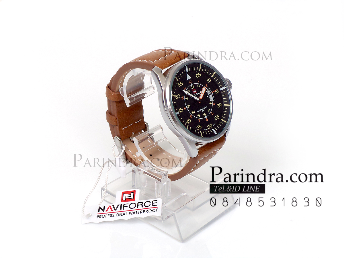 นาฬิกา Naviforce รุ่น NF9044M สายหนังสีน้ำตาล แท้ 100%