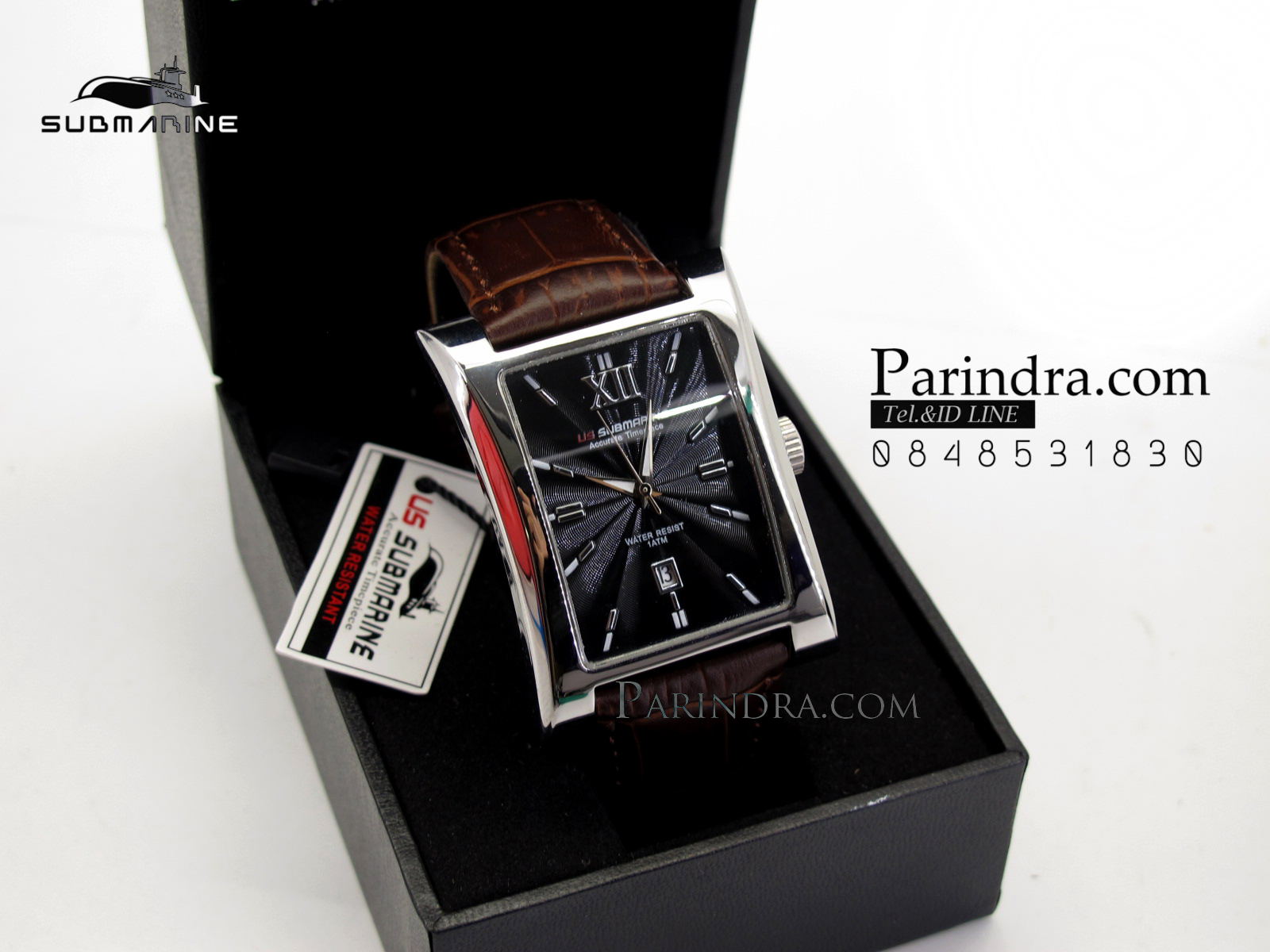 นาฬิกา US Submarine J113L-MD ของแท้ 100 % สายหนังน้ำตาลหน้าปัดดำ คู่