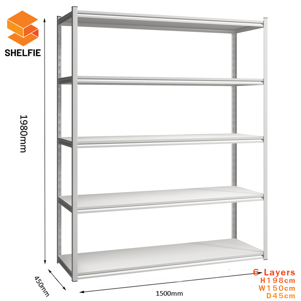ชั้นเหล็ก 5 ชั้น : ขนาด ส198 x ก150 x ล45 ซม.