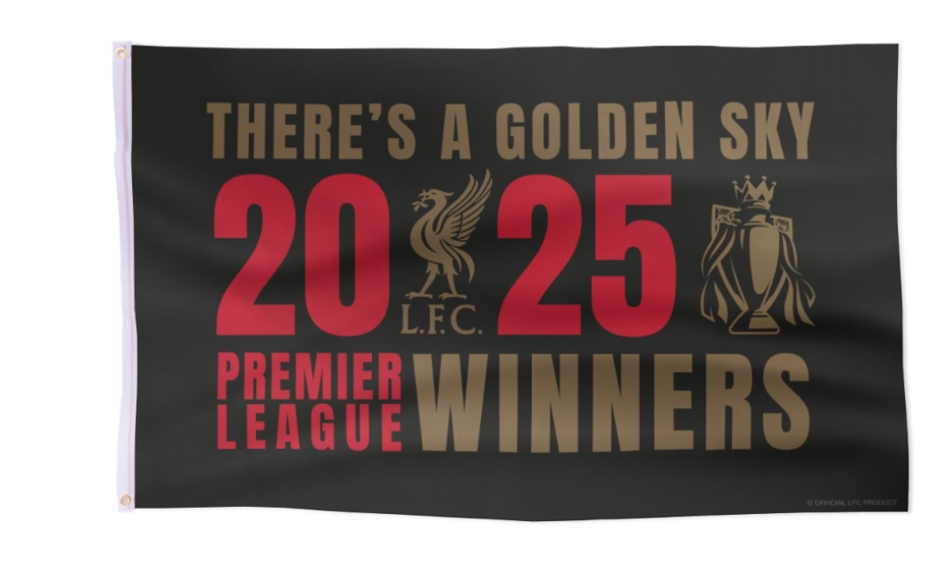ธงที่ระลึกลิเวอร์พูลแชมป์พรีเมียร์ลีก Champions 24/25 สีดำของแท้