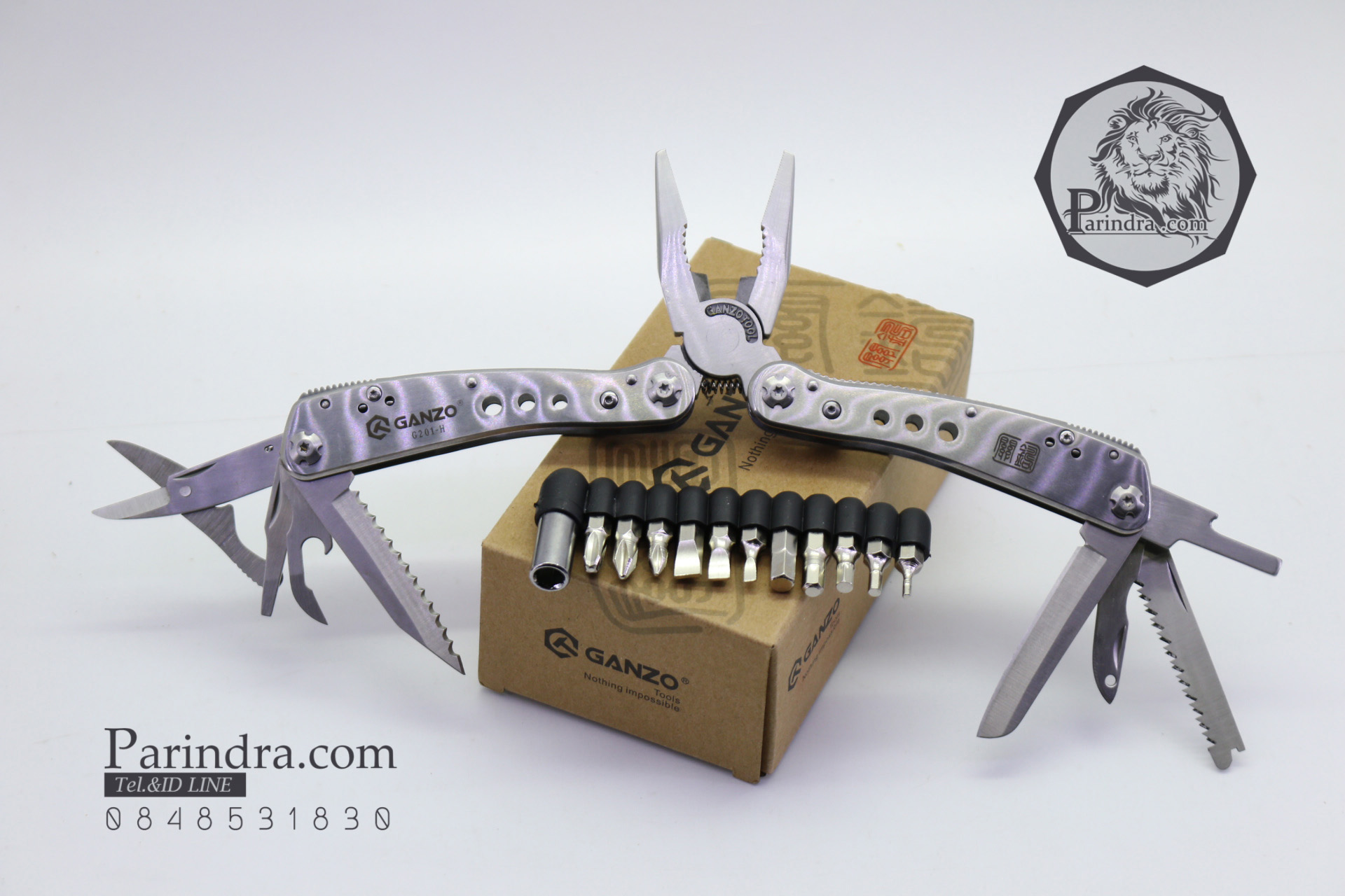คีมเอนกประสงค์ Multi-Tools Ganzo กานโซ่ รุ่น G201-H สีเงินไทเทเนี่ยม ของแท้ 100%