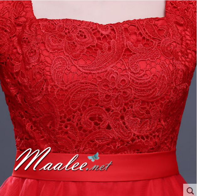 พร้อมเช่า ชุดราตรี สำหรับสาวไซส์ใหญ่ สีขาว ลูกไม้ฉลุ กระโปรงหน้าสั้นหลังยาว 2XL- 6XL (เชือกผูกหลัง)