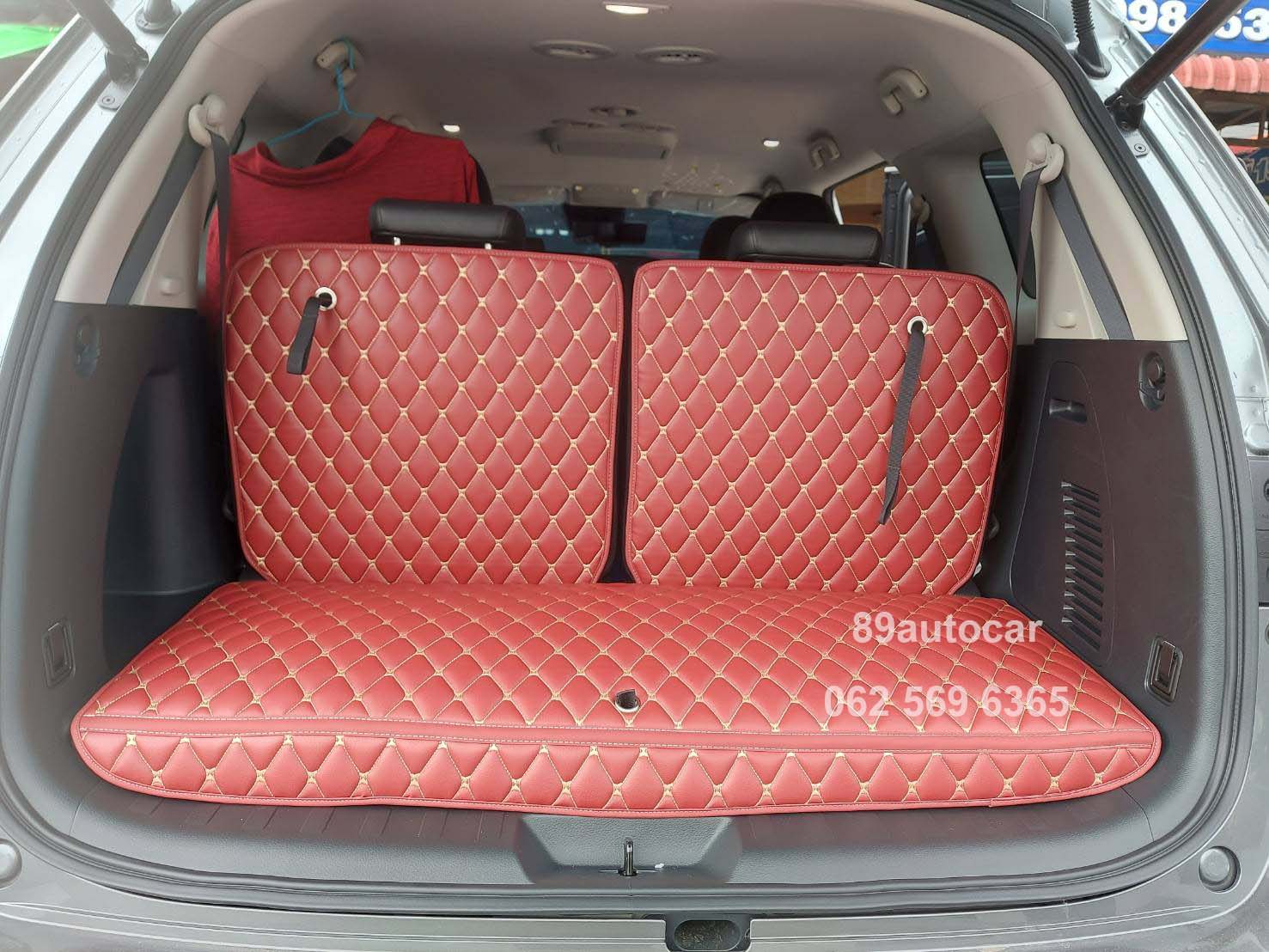 พรมรถยนต์ Nissan Terra 2022 ปูพรม8D สีแดงไวน์ เย็บติดไวนิลสีเทา เต็มคัน