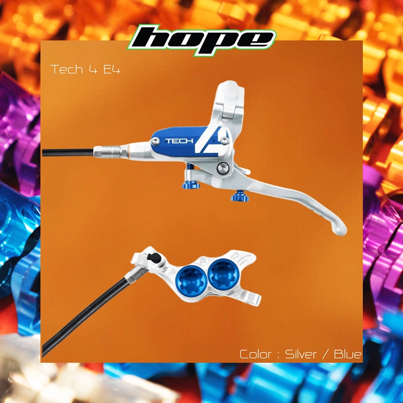 ชุดดิสเบรคหน้า-หลัง HOPE TECH4 E4 NO-ROTOR BRAKE SET (front+rear) "Our hard hitting downhill brake"