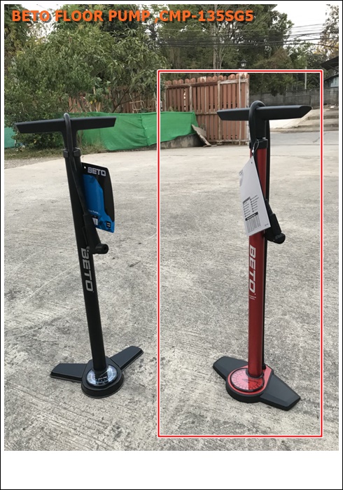 สูบตั้งพื้น BETO 26" ALLOY FLOOR PUMP W/GAUAGE สีแดง หัวแบบใหม่ AH4 ,CMP-135SGS