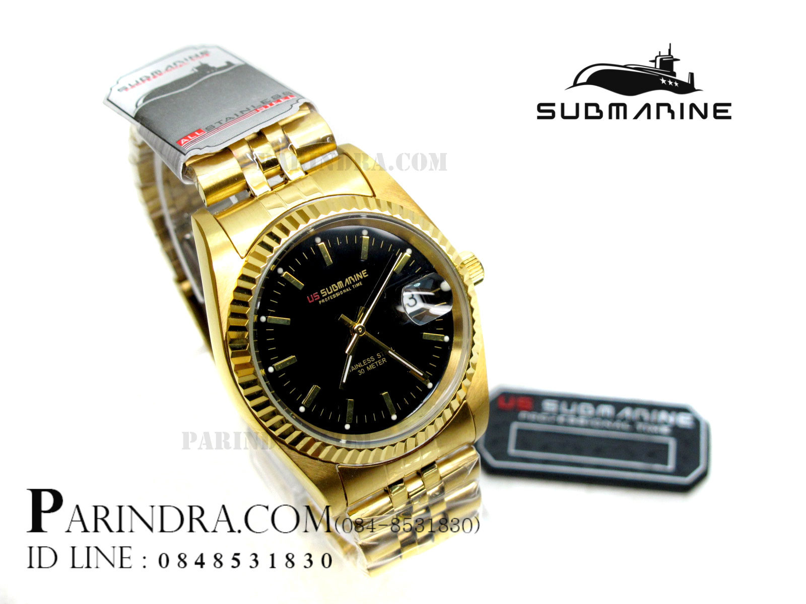 นาฬิกา US submarine รุ่น SUB108M D สีทองล้วนหน้าปัดสีดำ