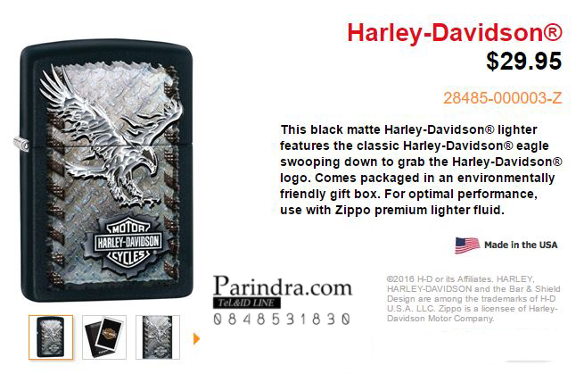 ไฟแช็ค Zippo แท้ "Harley Davidson - IRON Eagle Black Matte " #Zippo 28485 แท้นำเข้า 100%