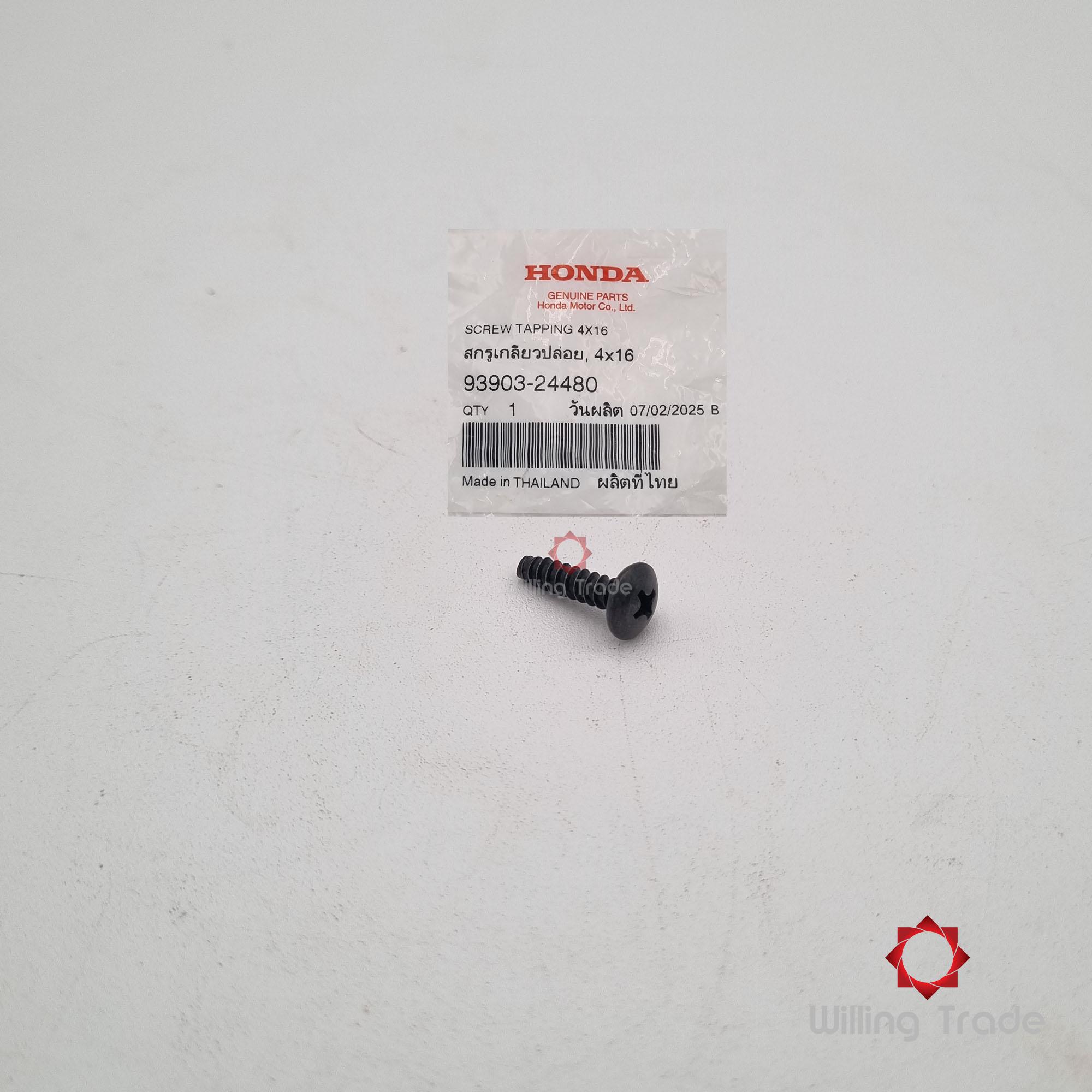 สกรูเกลียวปล่อย, 4x16 (WY0138) HONDA: (93903-24480) CLICK 125I ... แพ๊คละ 1 ชิ้น... [แท้ศูนย์ 100%] ... กลุ่มอะไหล่ เบาะนั่ง/กล่องเก็บของ ... SCREW, TAPPING, 4x16