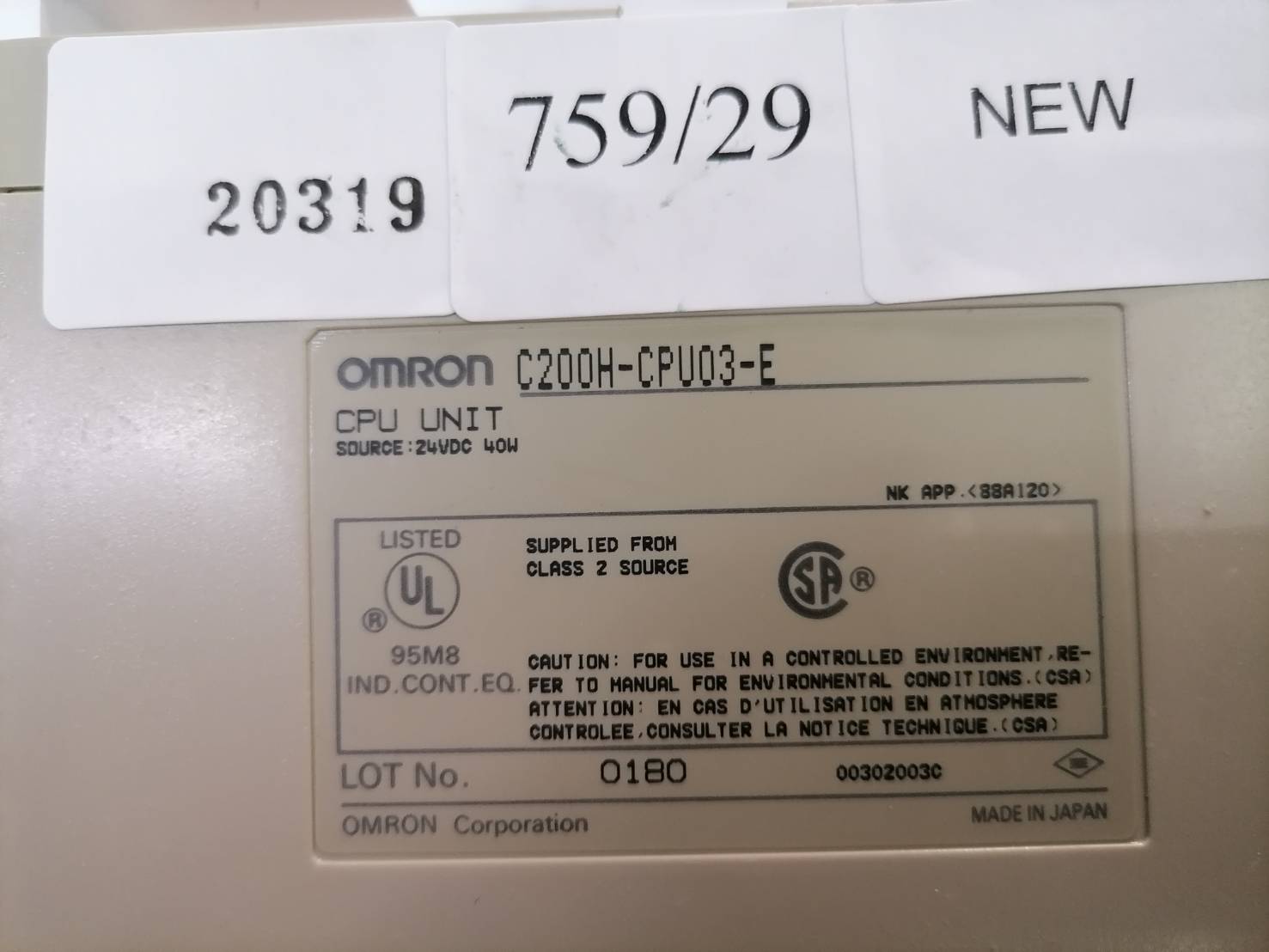 C200H-CPU03-E PLC " OMRON "
