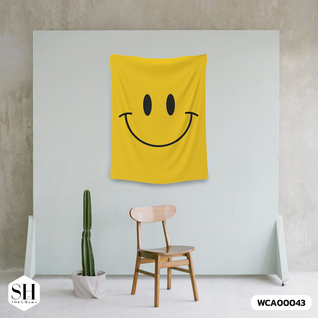 ผ้าติดผนัง ผ้าแขวนผนัง ผ้าตกแต่ง Smiley WCA00043 #SOdAhome #SOdAPrintinG #WallCloth
