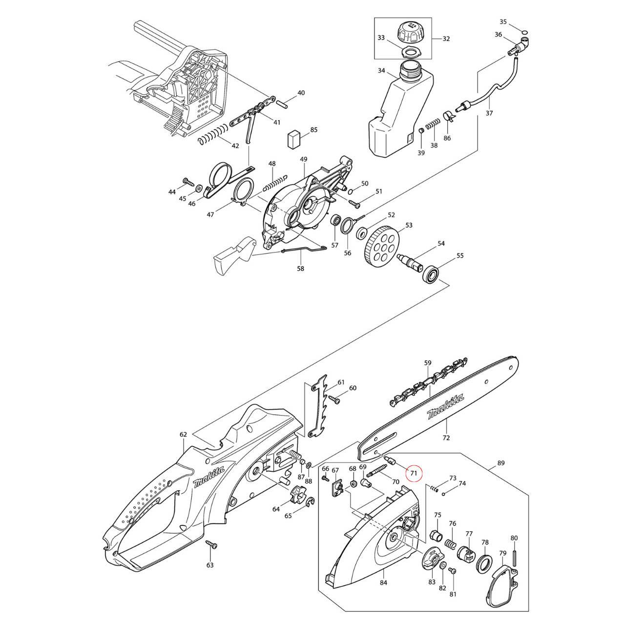 ADJUST PIN Makita UC3020A1 [#71] Pn.324621-7 (แท้) ##(**)