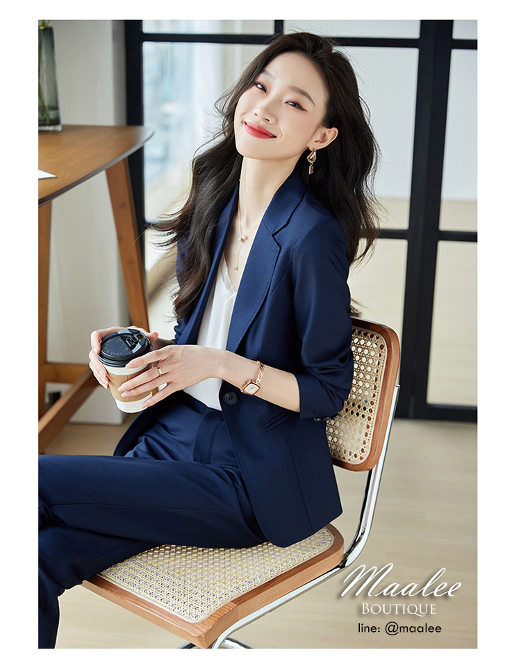 Pre-order เสื้อสูทผู้หญิง สีกรมท่า ทรงสลิม เข้ารูป