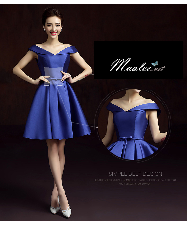 พร้อมเช่า ชุดราตรีสั้น แบบไหล่ปาด สไตล์วินเทจผ้าไหมดัชเชส กระโปรงทรงA แต่งโบว์ช่วงเอว (เชือกผูกหลัง) สีแดง