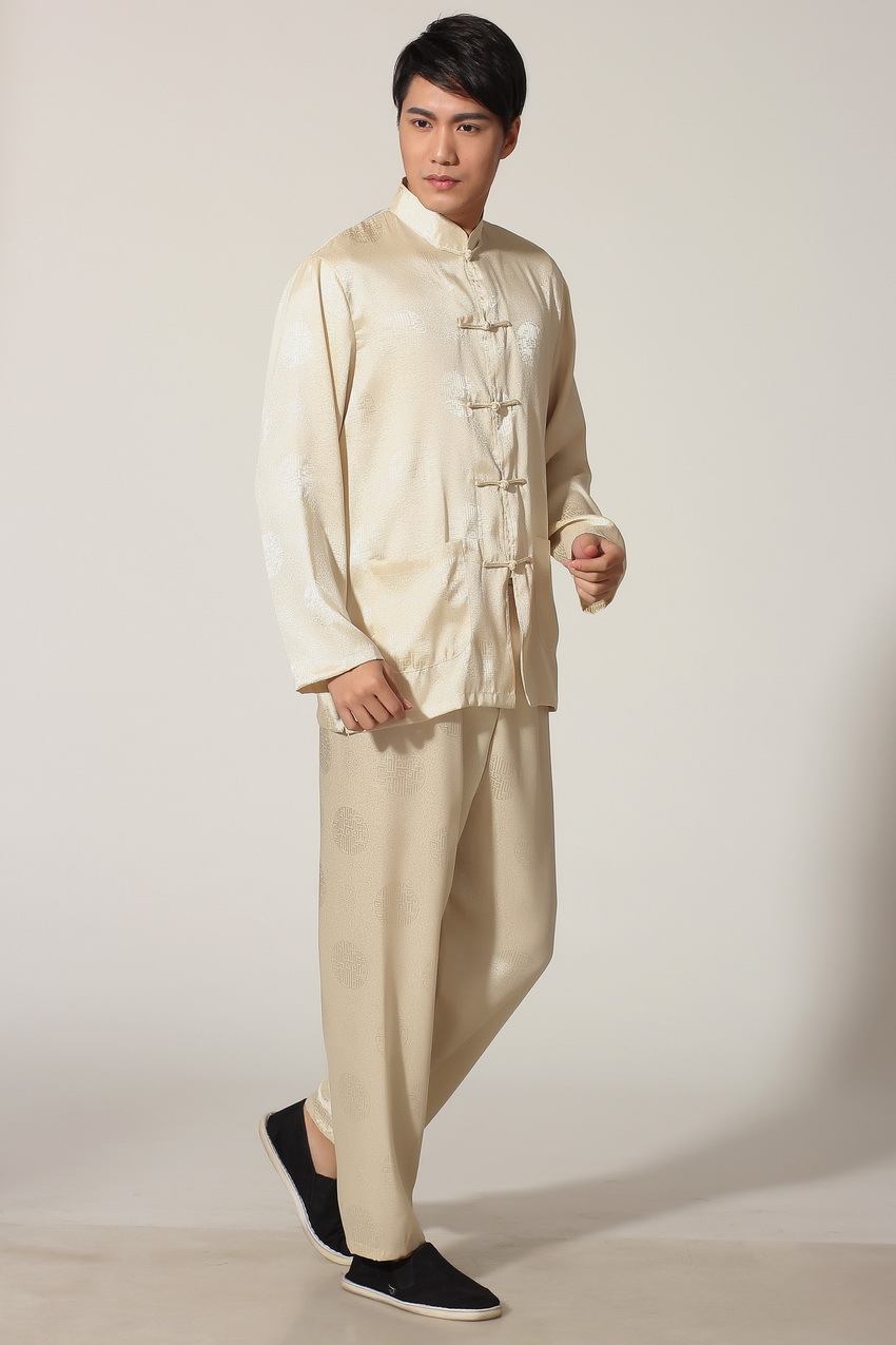 Pre-order ชุดจีน ชาย เสื้อพร้อมกางเกง สีทอง