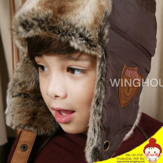 หมวกนักบิน (หนัง) ขนมิ้ง สีน้ำตาลใหม้ อย่างหนานุ่ม อบอุ่นที่สุด