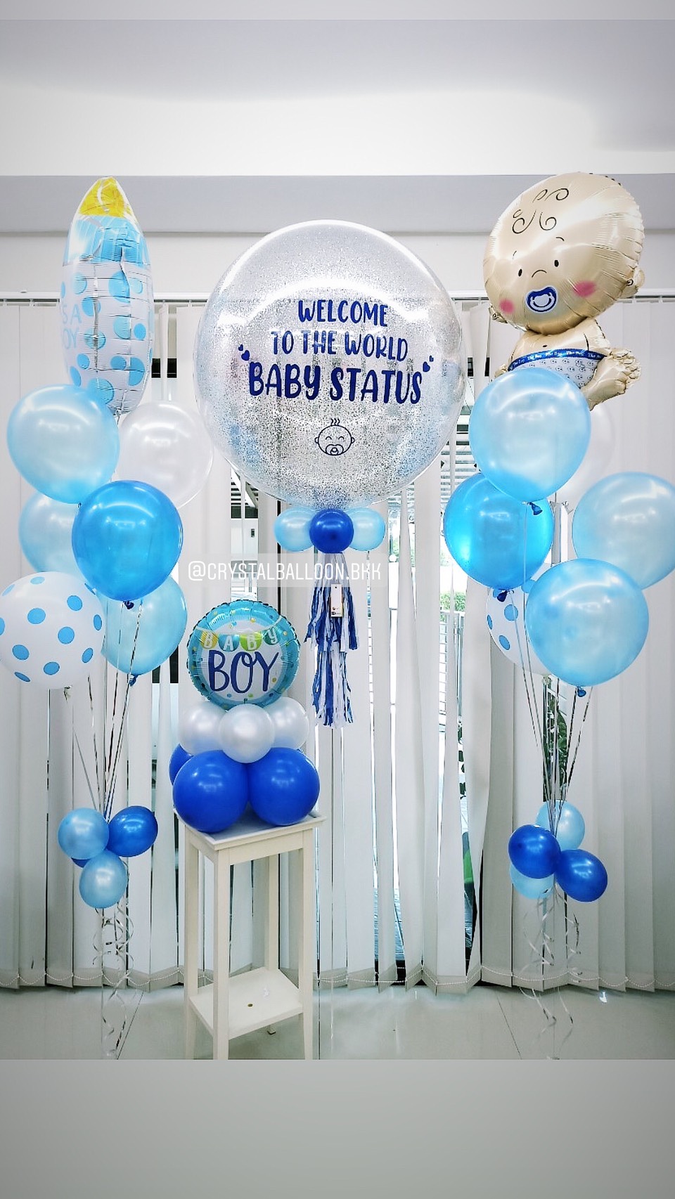 ลูกโป่ง Welcome Baby Boy Bubble ขนาด 36" สีฟ้า ยอดนิยม พร้อมตกแต่ง ฟอยล์เด็กทารก 1 ชิ้น,ฟอยล์ขวดนม 1 ชิ้น,ฟอยล์กลมตั้งฐาน 1 ตัว สามารถเปลี่ยนสีลูกโป่ง/เปลี่ยนสี-ฟอยล์ตกแต่ง/เปลี่ยนข้อความได้