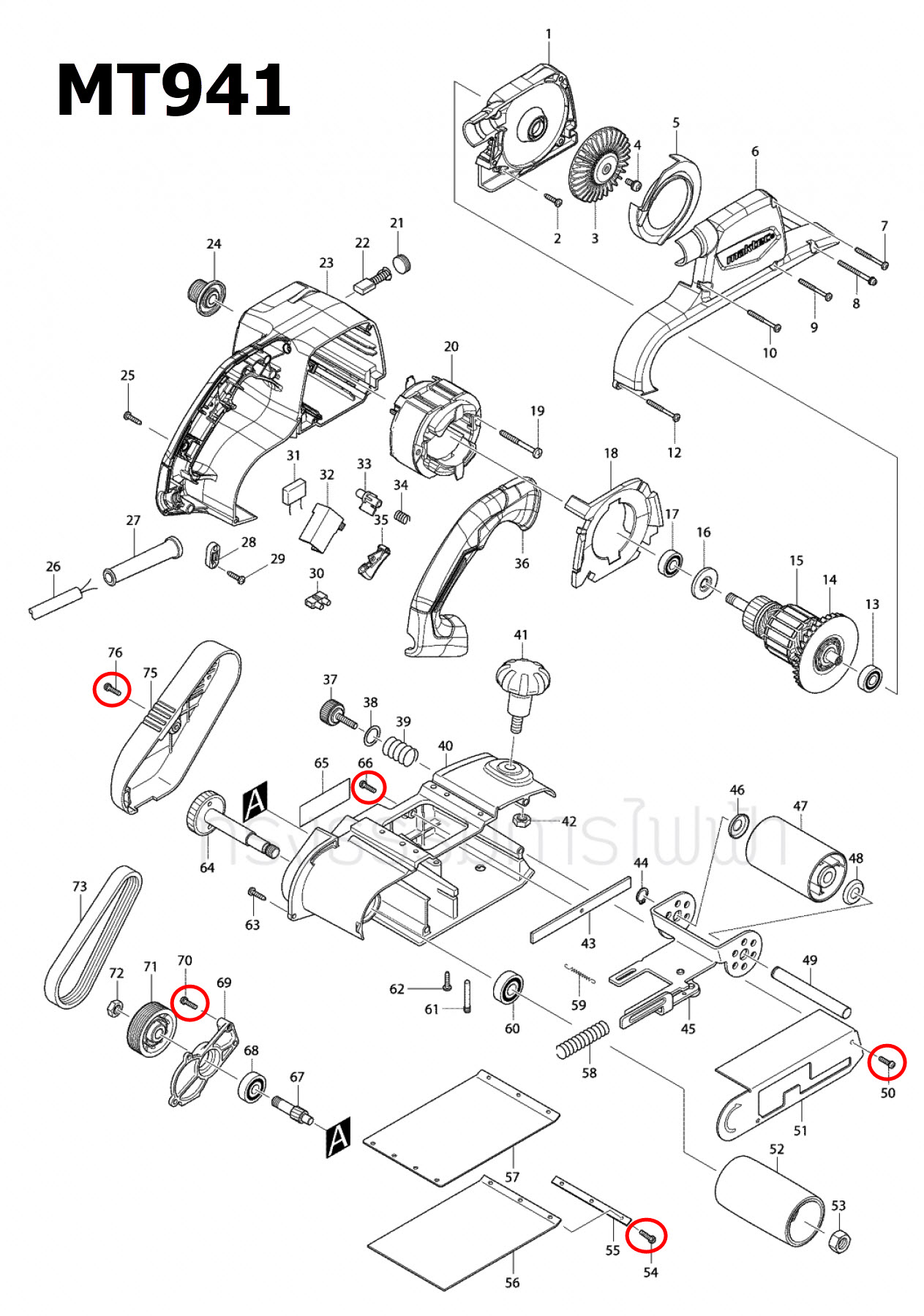 PAN HEAD SCREW M4X18 เครื่องขัดกระดาษทราย Maktec-มาคเทค MT190, MT940, MT941, M4302, M4302B Pn.265112-8 (แท้) ## (*)
