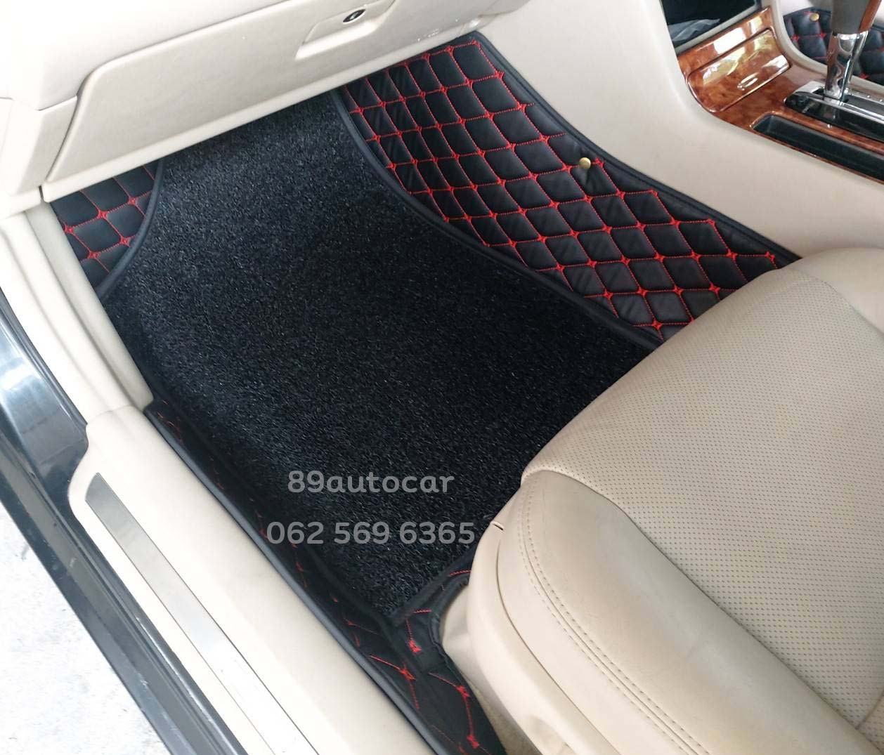 พรมรถยนต์ Toyota Camry โฉมตาเหยี่ยว ปูพรม8d สีดำด้ายแดง เย็บติด ไวนิลดักฝุ่นสีดำ