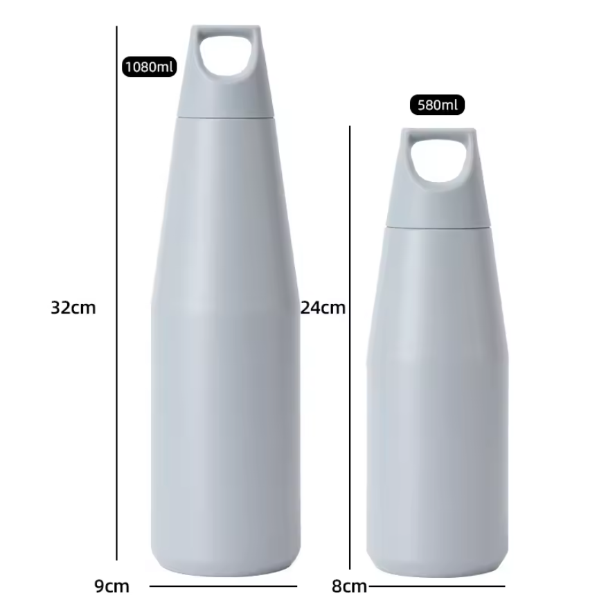 กระบอกสแตนเลส ทรงขวดปากแคบ ฝาเกลียวหูหิ้ว 1080 ml