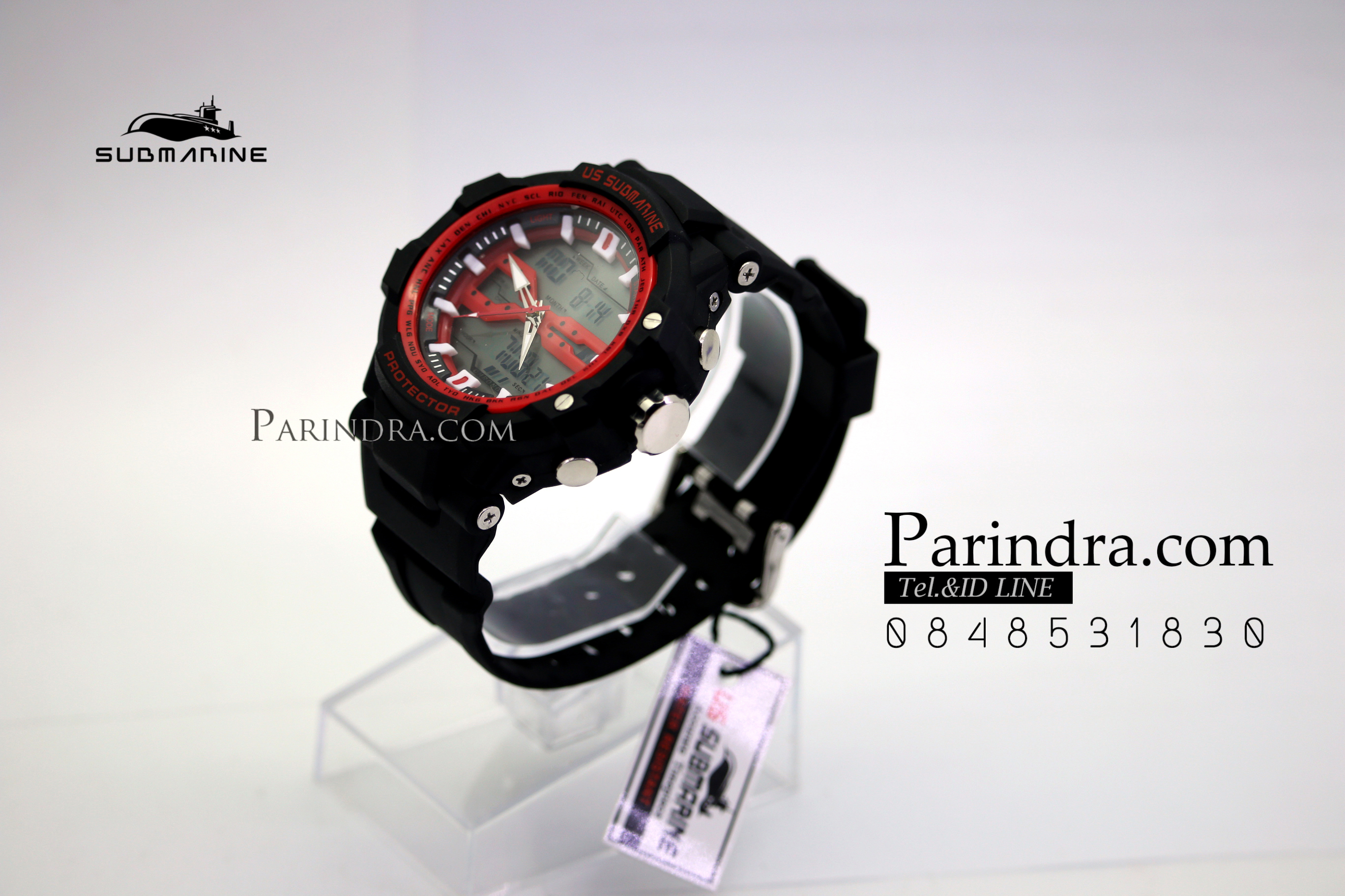 นาฬิกา US submarine Protector รุ่น TP3152M สีดำแดง พื้นหลังเทา