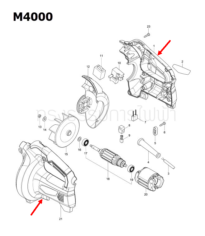 เสื้อทุ่น เครื่องเป่าลม Makita มากีต้า M4000, M4000B Pn.183A91-3 (แท้) ##