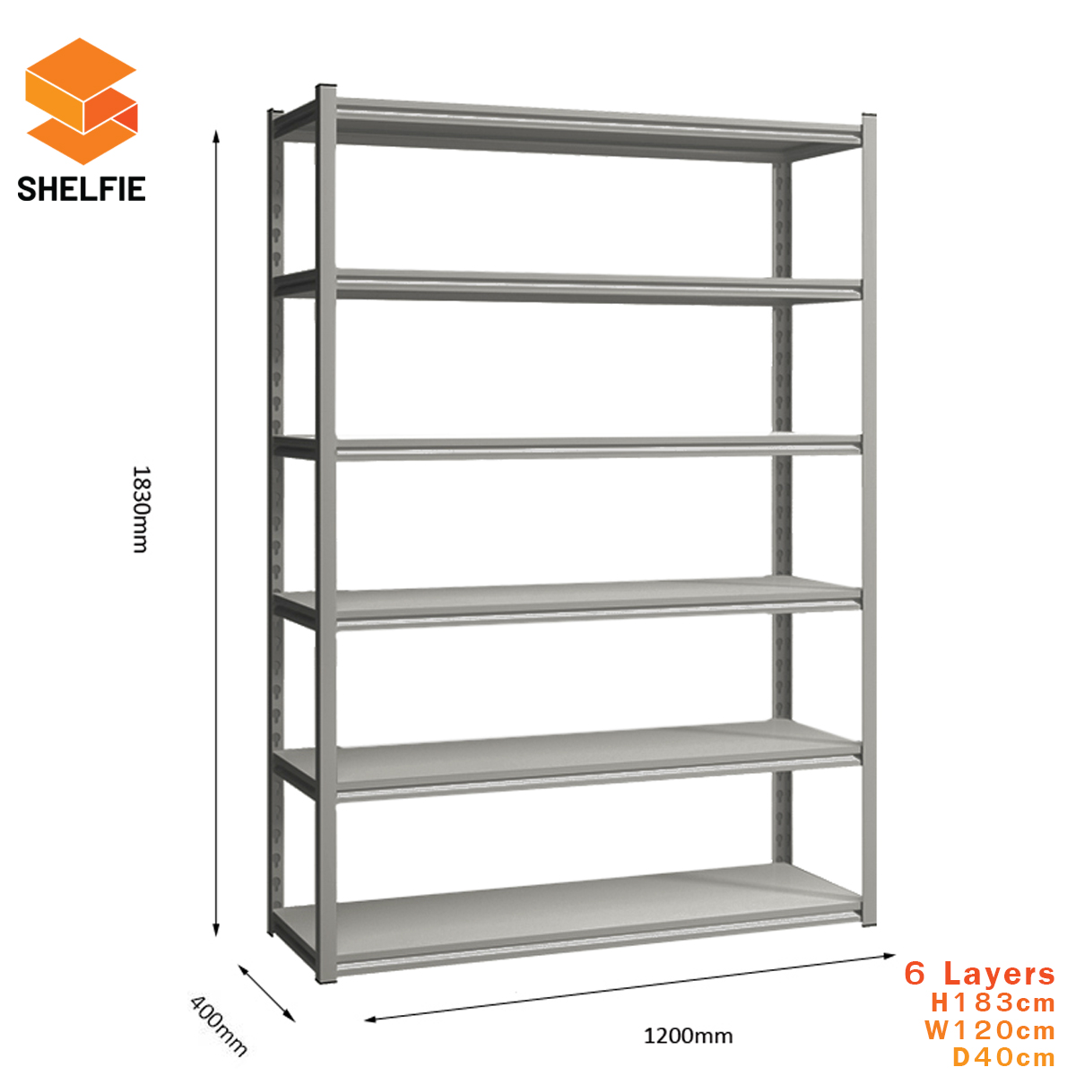 ชั้นเหล็ก 6 ชั้น : ขนาด ส183 xก120 x ล40 ซม.