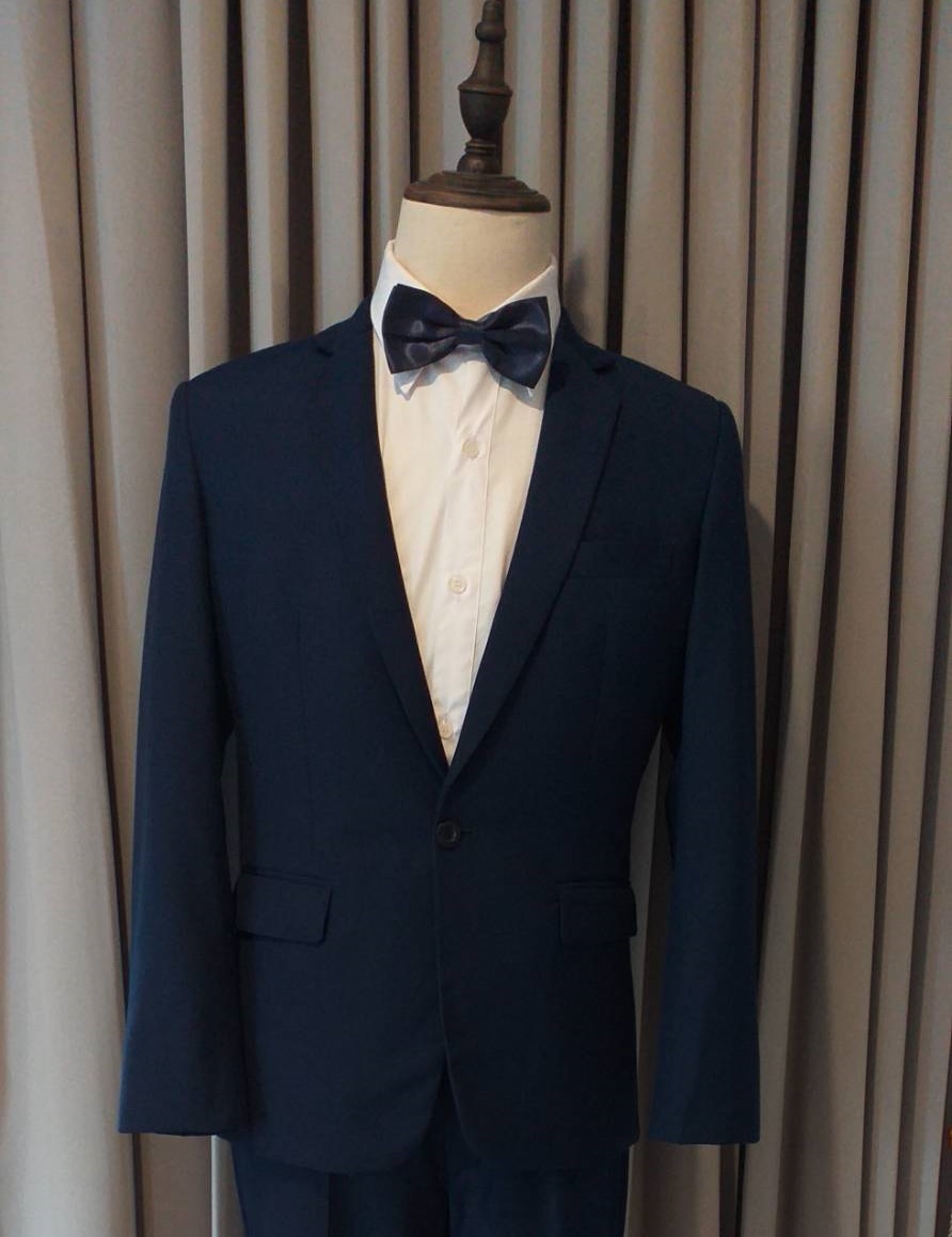 สูทตัดเช่า ชุดสูทชาย สีน้ำเงินเข้ม (ไม่ใช่สีกรมท่า) งานเนี๊ยบ ไม่มีเสื้อกั๊ก
