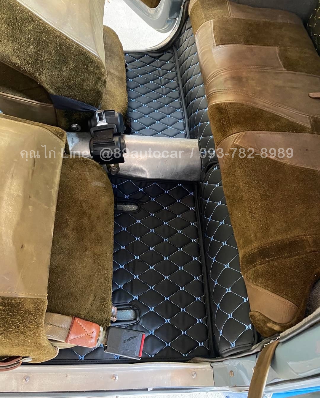 พรมรถ fiat500 ปูพรม6D สีดำด้ายน้ำเงิน