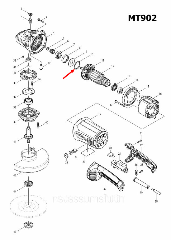 RETAINING RING R-42 หินเจียร Maktec-มาคเทค MT902 [#10] Pn.962211-4 (แท้) ##