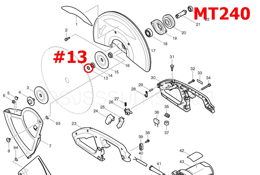 โอริงติดแหวนรองใบ Maktec LW1401 [#13], MT240, MT241, M2401 [#13] Pn.213180-5 (แท้) ##(*)