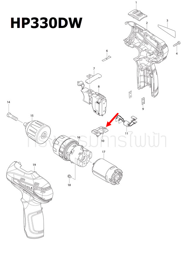 TERMINAL สว่านไร้สาย มากีต้า-Makita DF030D, TD090D, TD091D, TW100, JV100D, JR100D, JR102D, DA331D, CC300D, HS300D, DF330D, HP330D Pn.643830-2 (แท้) ##