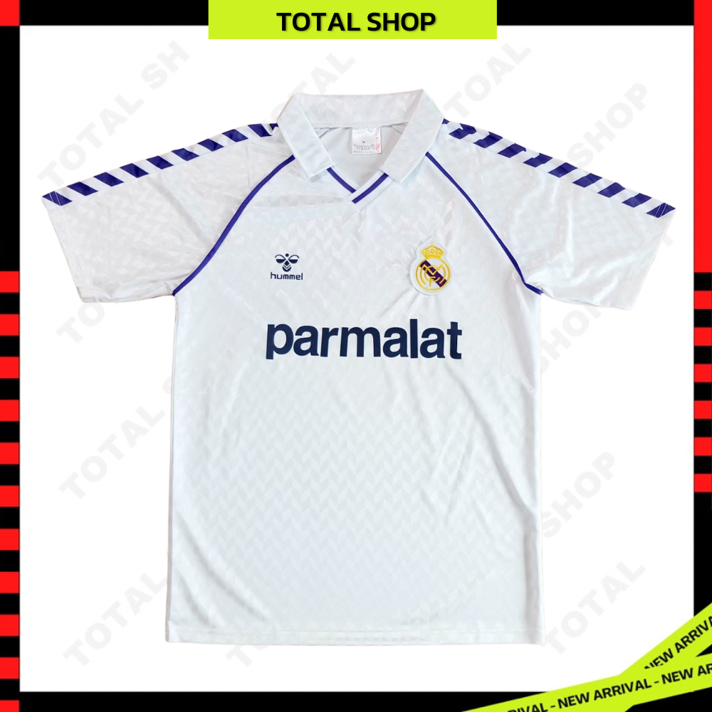 Real Madrid 1998/99 Vintage Jersey เสื้อฟุตบอลมาดริดย้อนยุค Parmalat