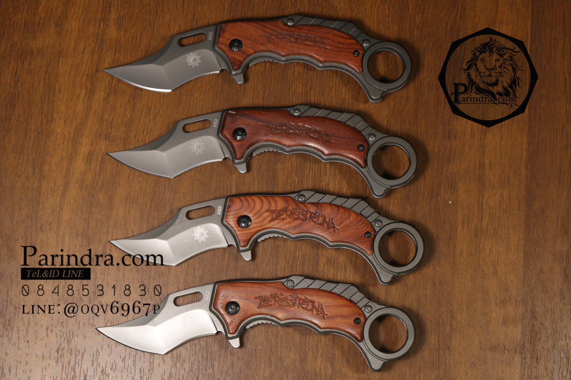 มีดคารัมบิต (Karambit) Tactical Karumbit Deresrina Knife (OEM) ด้ามไม้สีน้ำตาลแดง