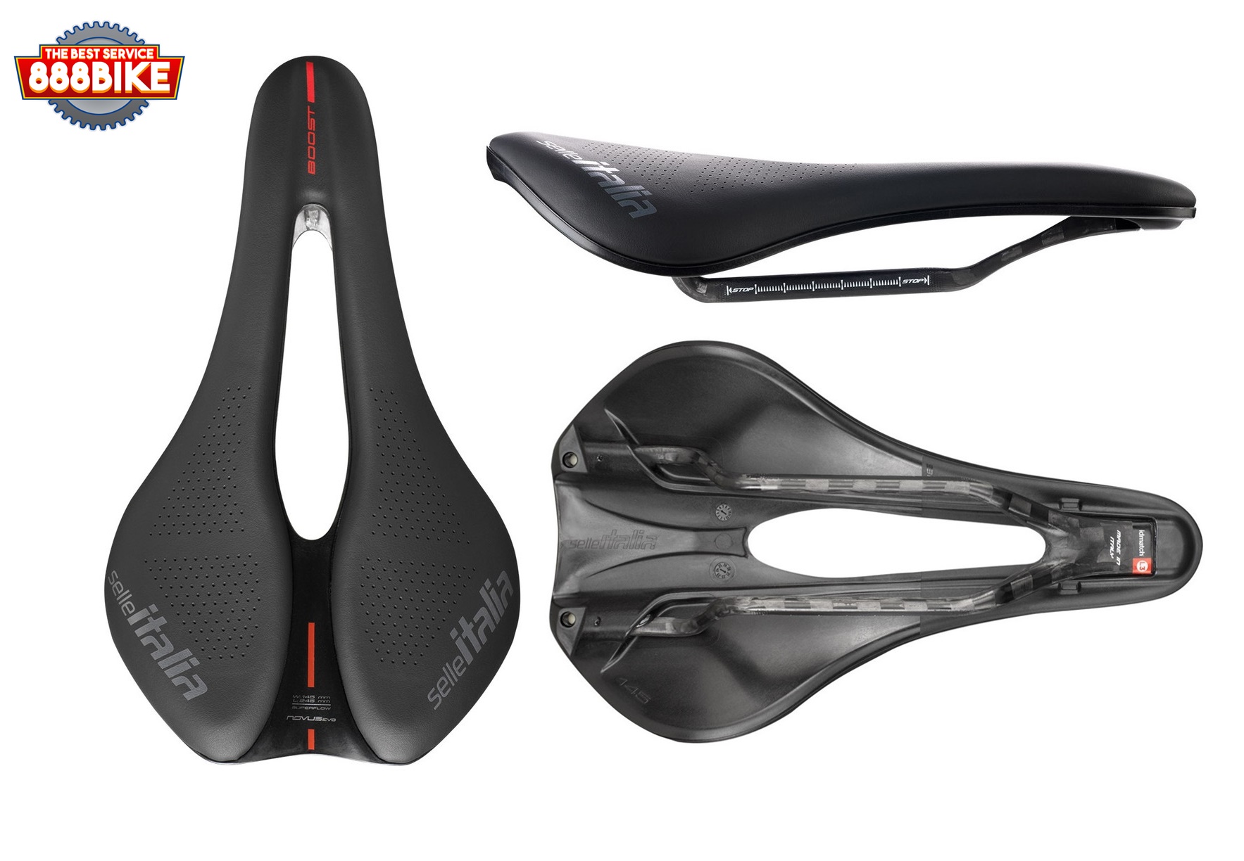 SELLE ITALIA อานนั่ง NOVUS BOOST EVO KIT CARBONIO SUPERFLOW SADDLE Size : L