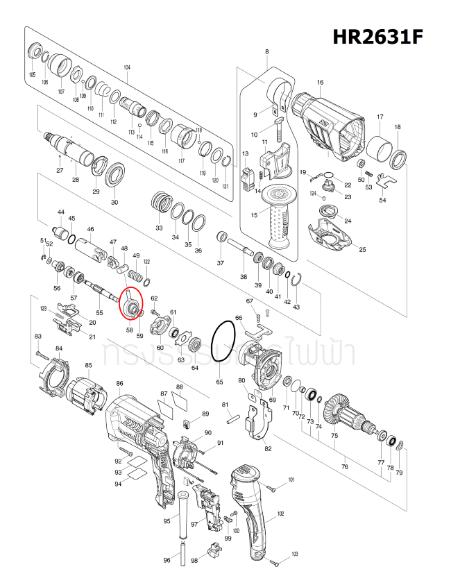 SWASH BEARING 10 สว่านโรตารี่ Makita มากีต้า HR2631F [#58] Pn.219023-9 (แท้) ##