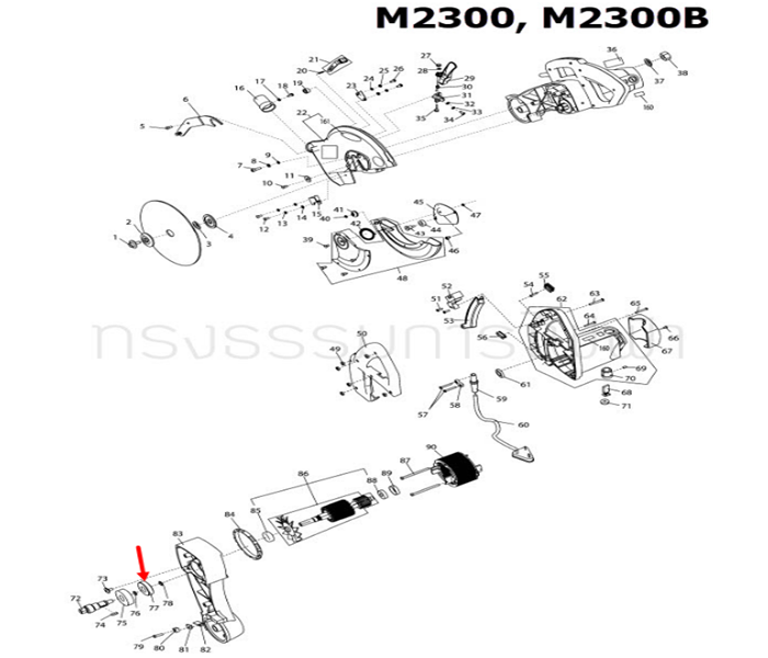 เฟือง แท่นตัดปรับองศา Maktec, Makita MT230 [#103], M2300, M2300B [#77] Pn.23000088 (แท้) ## (**)