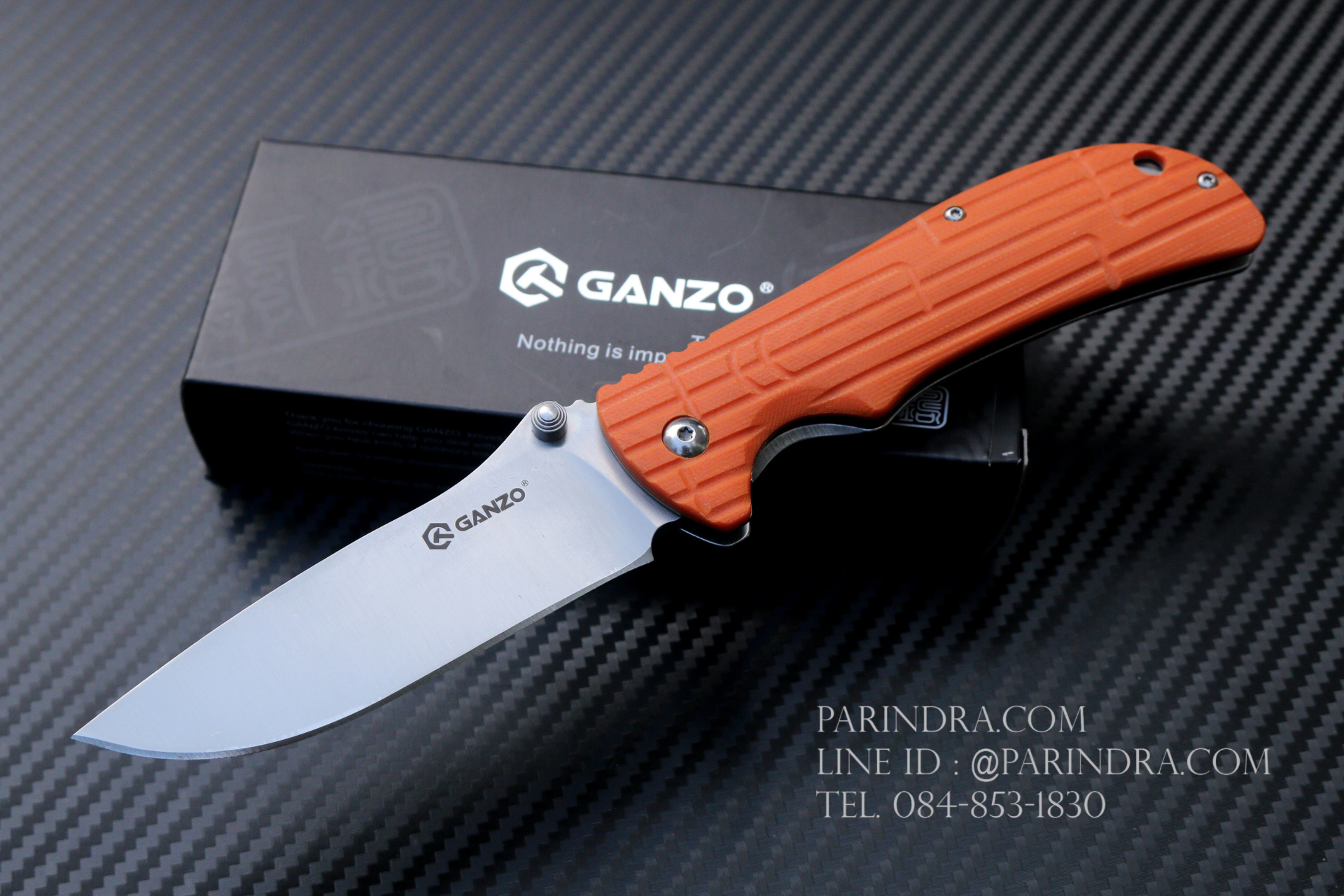 มีดพับ Ganzo กานโซ่ รุ่น G723 OR สีส้มแสด หนาถึก แข็งแกร่ง ของแท้ 100%