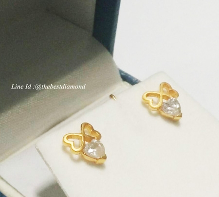 BE031 ต่างหูเล็กเพชรCZ น่ารักๆๆ ดีไซน์รูปโบว์ ชุปทองซาติน(ทองด้านๆ) เก๋สุดๆ ใส่ติดหูได้เลย