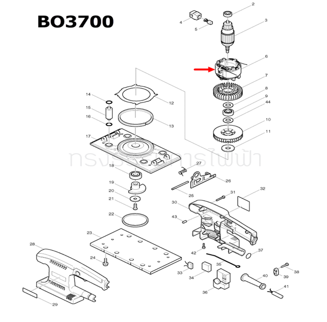 ฟิลคอยล์ เครื่องขัดกระดาษทราย Makita มากีต้า BO3700 (แท้) ##