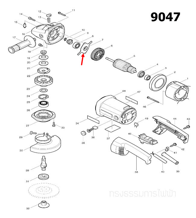 BEARING RETAINER 60 หินเจียร Makita 9047 [#7] Pn.285832-8 (แท้) ## (**)