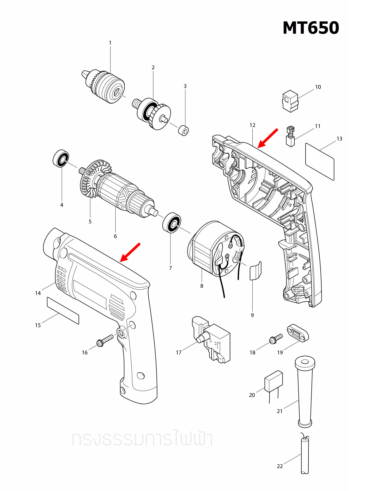 เสื้อฟิลคอยล์ สว่าน มาคเทค Maktec MT650 [#12, #14] Pn.1835511-1 (แท้) ##