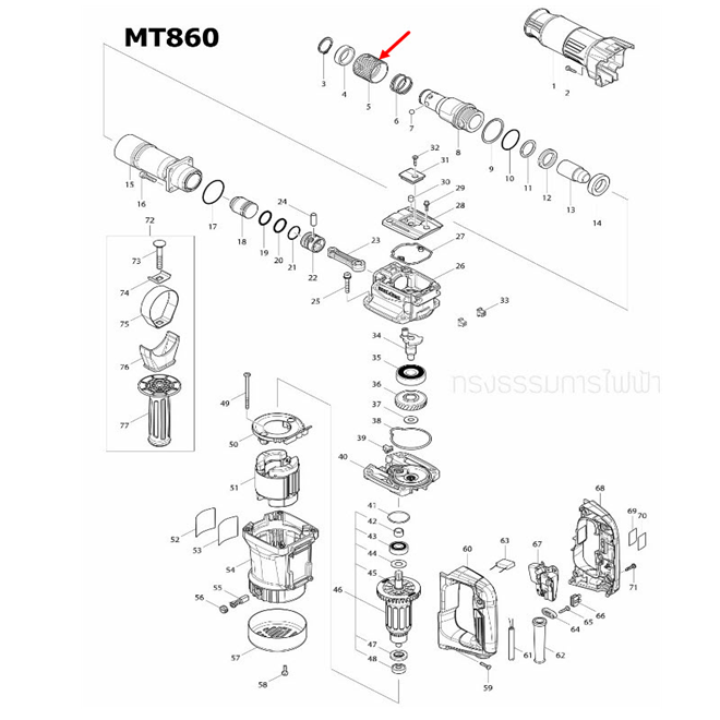 ฟิลคอยล์ Maktec มาคเทค MT860, M8600, MHM080 Pn.594663-7 [#5] (แท้) ## (**)
