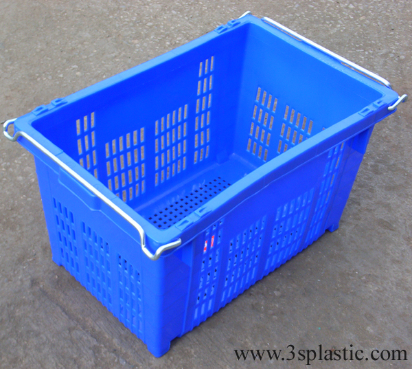 ตะกร้าโปร่งหูเหล็ก บรรจุ25kg. ขนาด 38 x 59 x 33 เกรดA ฟู้ดเกรด HDPE เบอร์ 427