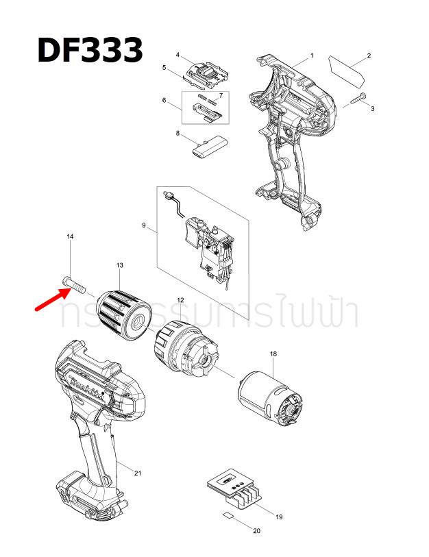 FLAT HEAD SCREW M6X22 สว่านเจาะกระแทกไร้สาย Makita HP330D, DF333, HP333, DDF453, DHP458, DHP482, DDF483, DHP483, DDF484, DHP486, DDF486, MT065 Pn.251468-5 (แท้) ##(*)