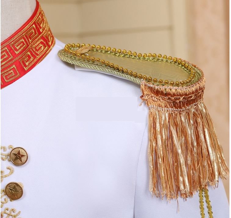 Pre-order ชุดสูทชาย สไตล์ยุโรป Court Marshal แนวทหารยุโรป สีขาว
