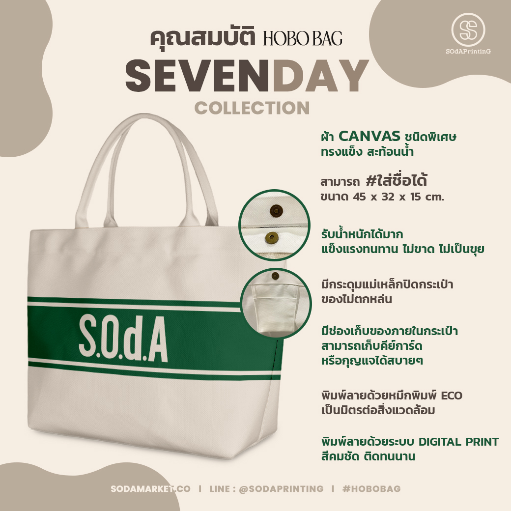 กระเป๋า HOBO BAG Red Apple #Sevendaycollection รหัส THA00007 #ใส่ชื่อได้ #SOdAbag #SOdAPrintinG